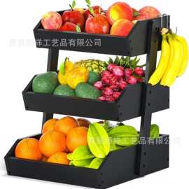 木质水果篮面包水果蔬菜双层储物篮架厨房柜台厨房台面木制水果架