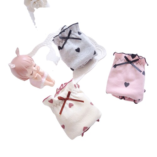 Japanese style small fresh pure cotton colored cotton pit strip cotton lotus leaf princess student triangle girl cute ladies underwear