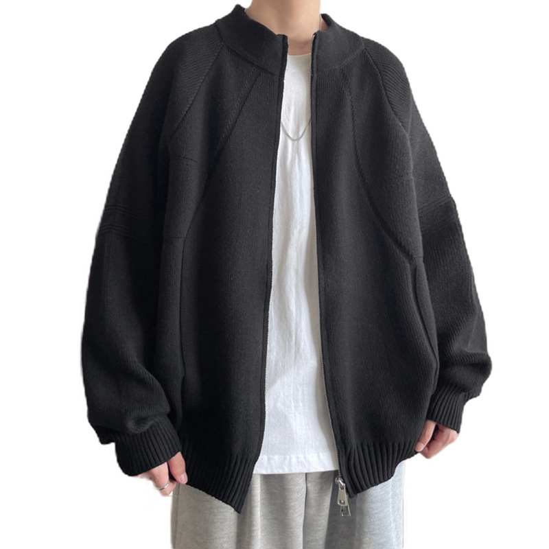 Explosiones transfronterizas de tamaño europeo suéter de cremallera doble chaqueta cardigans chaqueta suéter de punto fábrica de negocios al por mayor