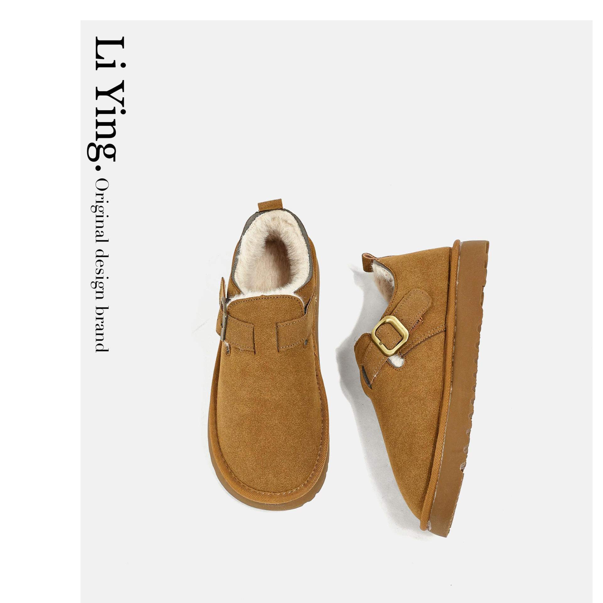 Женские зимние сапоги Liying на флисовой подкладке, новые теплые меховые сапоги на толстой подошве, низкие слипоны из хлопка 661