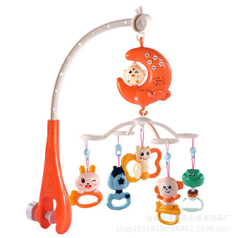 Campana de la cama de recién nacidos campana de cabecera de música bebé campana giratoria campana colgante de la cama de bebés tranquilizador juguetes de rompecabezas