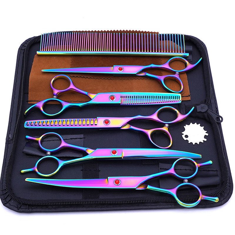 Fábrica al por mayor de acero inoxidable tijeras para mascotas tijeras profesionales de corte de pelo para mascotas tijeras de diente fino tijeras de corte de pelo de peluche