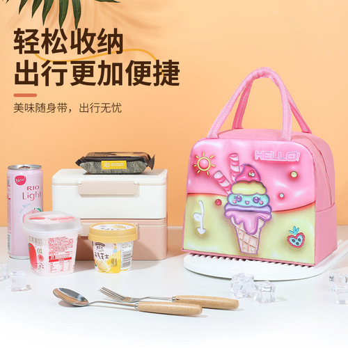 Cartoon lunch bag, insulated bag, aluminum foil lunch bag, portable bag for students and office workers, eco-friendly and convenient