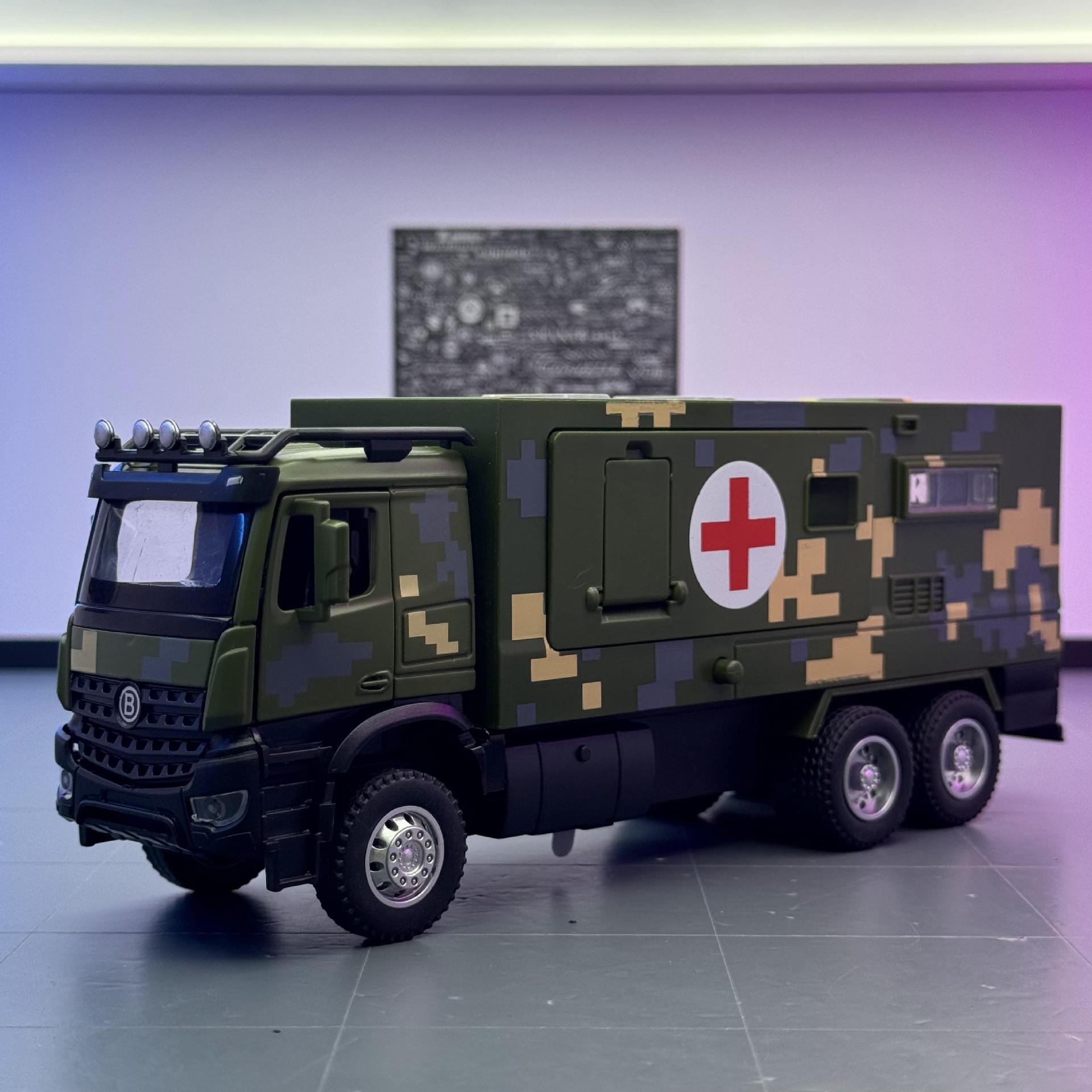 Nuevo modelo de coche de aleación Haodi 1:32 de coche médico militar, luz y sonido, juguete, modelo de sonido de coche, decoración