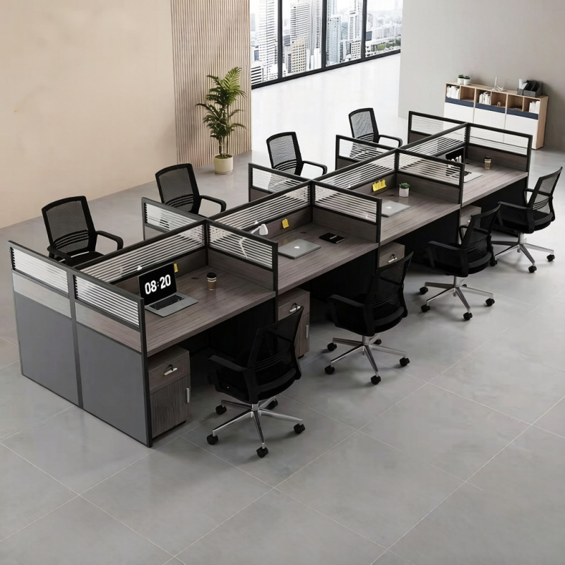 Office Desk and Chair Set, Staff Workstation Desk, Single/Double Desk with Soundproof Partition, Clearance Sale