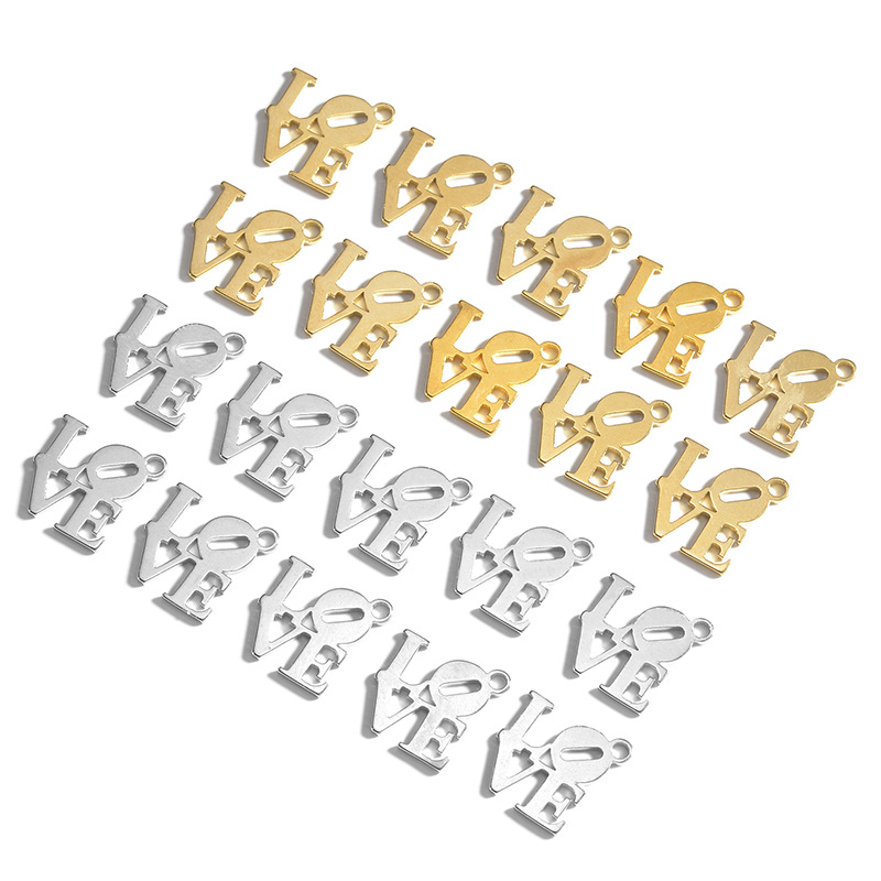 3g Weight Pendant Jewelry Making Type 1*1cm, 15*5mm Jewelry Making Size 18K Real Gold Plated Plating Material 1 Piece Quantity 201 Stainless Steel Material Letter, Heart Shape, Solid Color Pattern Simple Style Style Plating Craft 1 Piece 1*1cm 15*5mm 304 Stainless Steel Letter Heart Shape Solid Color Pendant 6
