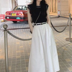 YQGFS (YQGFS) # ファッショナブルな気質スーツ 2025 夏の新しい多用途スリムフィットニットトップ白ハーフレングス