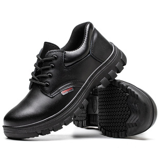 Factory spot non-slip oil-resistant chef work shoes anti-smashing wear-resistant cowhide Labor shoes men's safety shoes