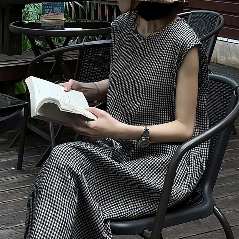 2026 New Summer Style Plaid Korean Style Loose-Fitting Slimming and Versatile High-End Sleeveless Dress 2026 New Summer Style Plaid Korean Style Loose-Fitting Slimming and Versatile High-End Sleeveless Dress