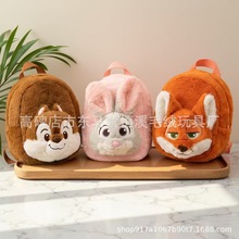 批发新款疯狂动物城毛绒公仔包兔子狐狸毛绒玩偶双肩包公仔抓机兑