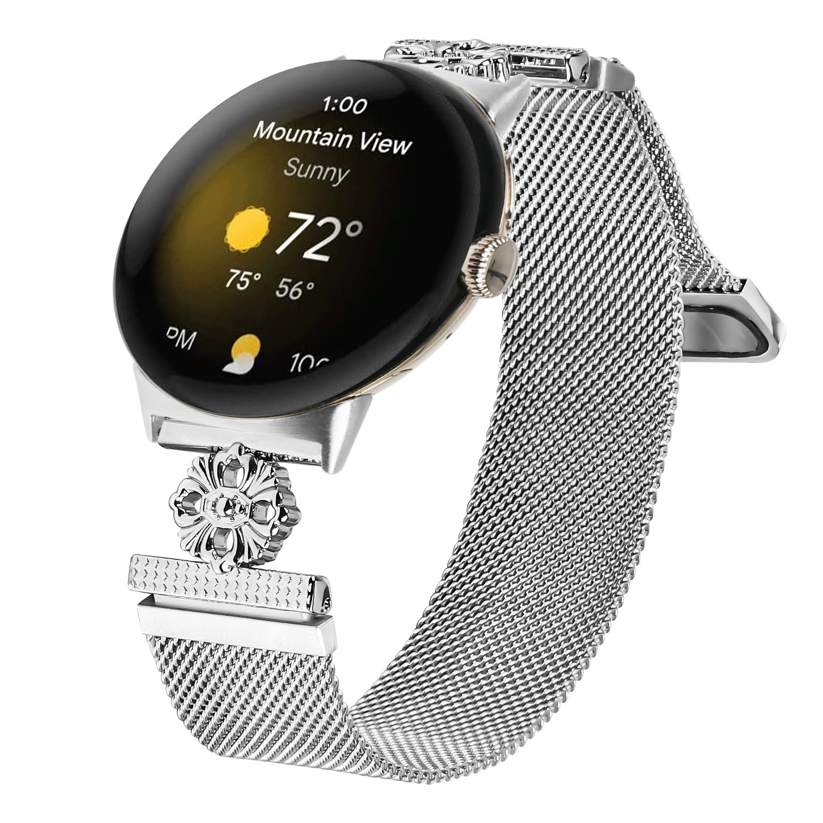 Подходит для часов Google Pixel Watch2 с корпусом из нержавеющей стали Milan и магнитным ремешком Milan.