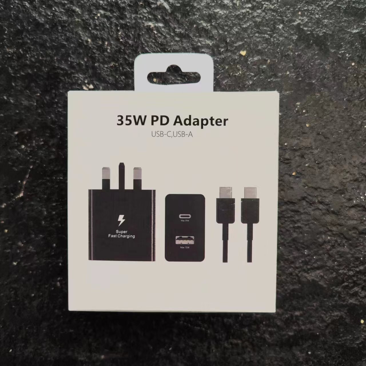 Adecuado para Samsung S22Ultra cargador pd35W Apple Huawei cabezal de carga A + C puerto dual carga rápida carga flash