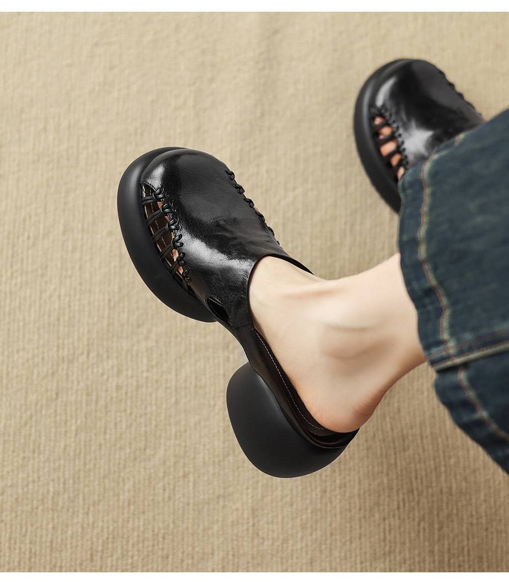 Sandal cao gót nữ mũi trùm đế dày gót 6 cm — đen chi tiết 11