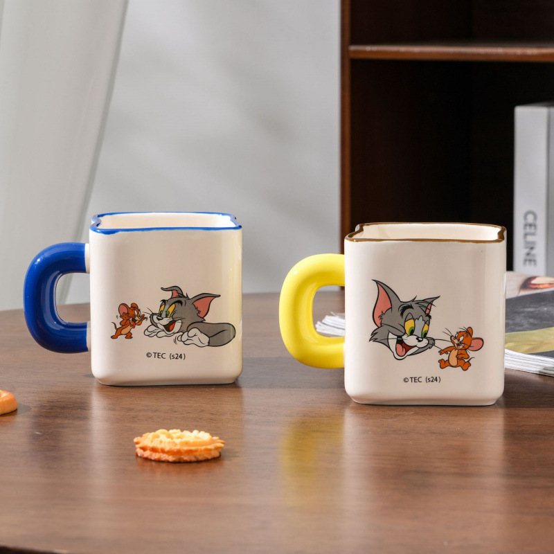 Gato y ratón tazas de cerámica tazas de pareja tazas de agua refrigerador tazas de regalo de cumpleaños para chicas lindas tazas de dibujos animados