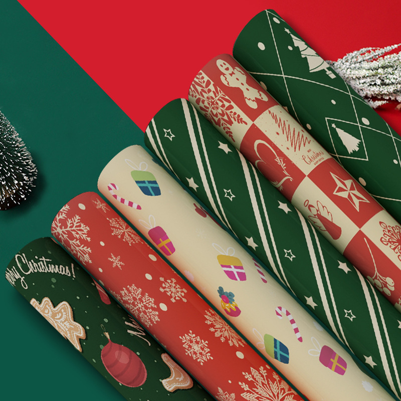 クリスマス包装紙クラフト紙包装紙卸売りクリスマスDIYギフトボックス雪花ヘラジカカラー包装紙|undefined