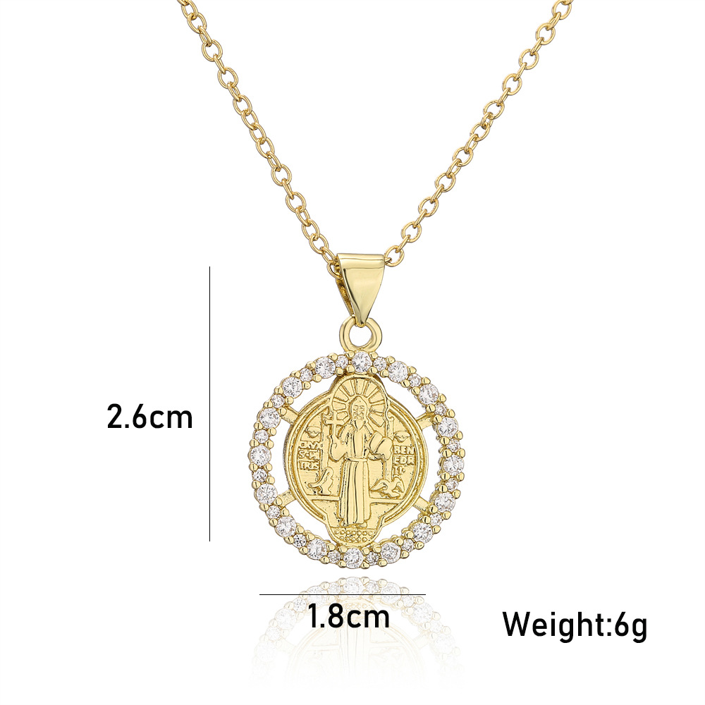 New Real Gold Electroplating Religious Series Pendant Copper Micro-inlaid Zircon Necklace display picture 3