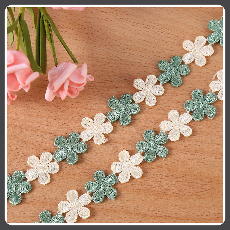 长2米蕾丝花边diy彩色水溶马卡龙刺绣小花朵辅料衣帽服装装饰手工