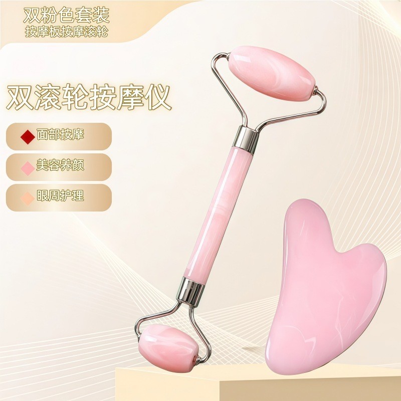 Rodillo facial de cristal en forma de corazón para masaje y lifting