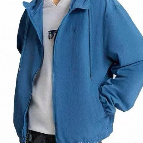 Spring and Autumn Clover Men's Blue Hooded Jacket Outdoor Sports Fashion Casual Versatile Windbreaker-3036