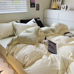 Naked pure cotton four-piece set plus thick washable cotton bed sheet and duvet cover all-cotton student three-piece set bedding set wholesale