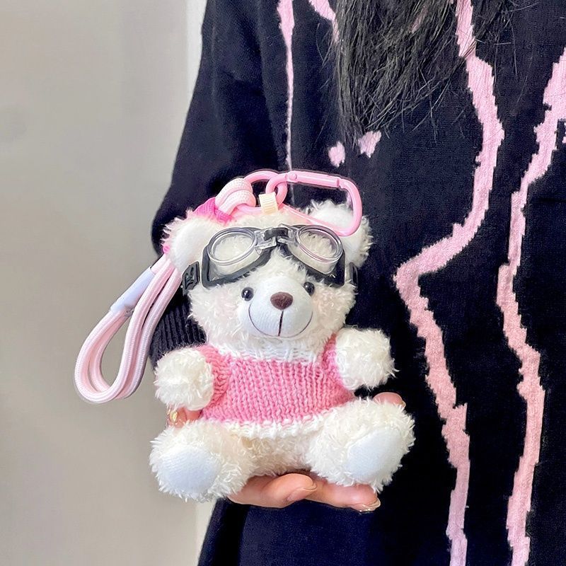 Colgante de bolsa de felpa de oso rubor Muñeca creativa Muñeca de oso lindo llavero Regalo Decoración interior de coche