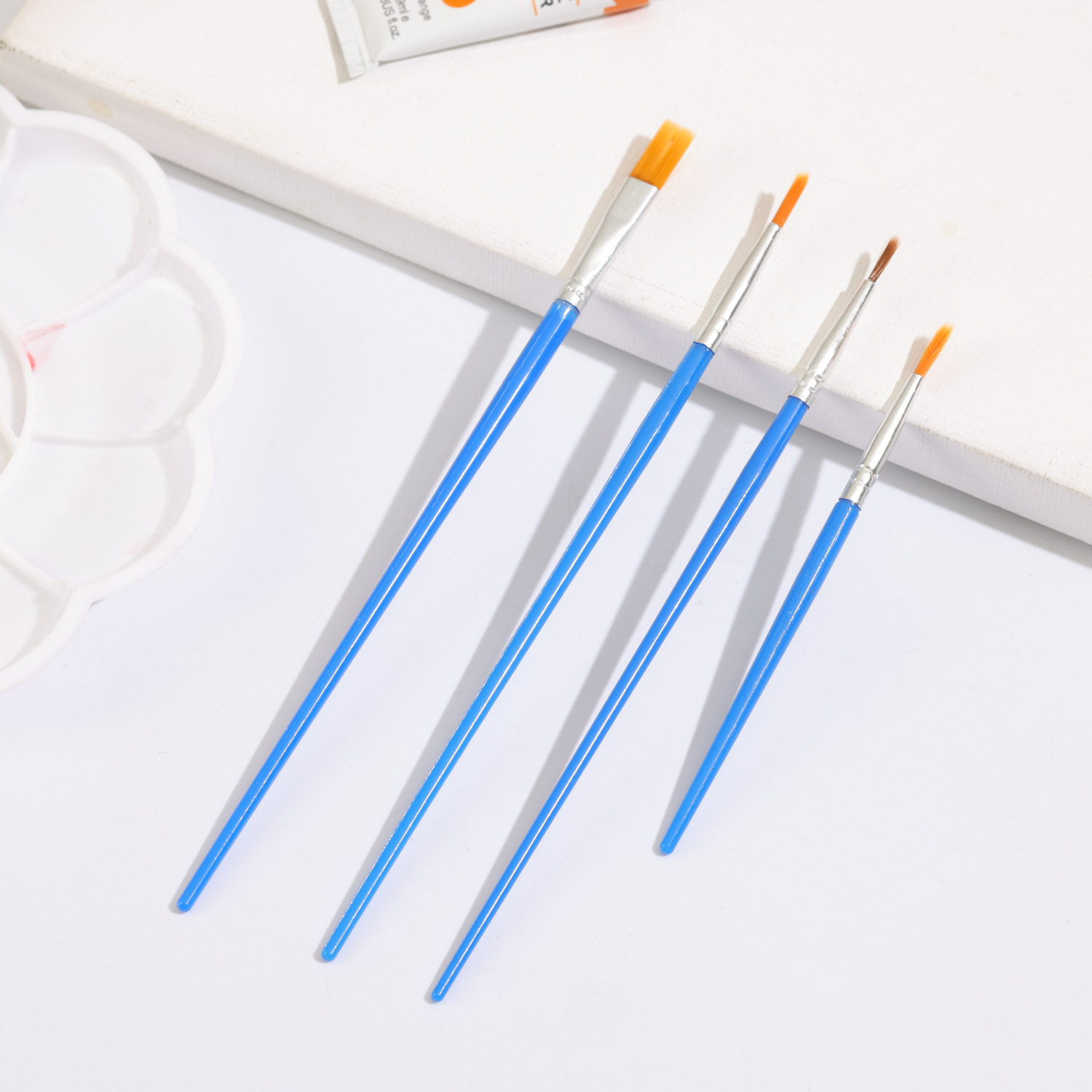 Pincel de nailon con interruptor de viento, pincel de punta plana, pintura al óleo digital, pincel de pintura para niños, muñeca de yeso, gancho de pintura, punta fina