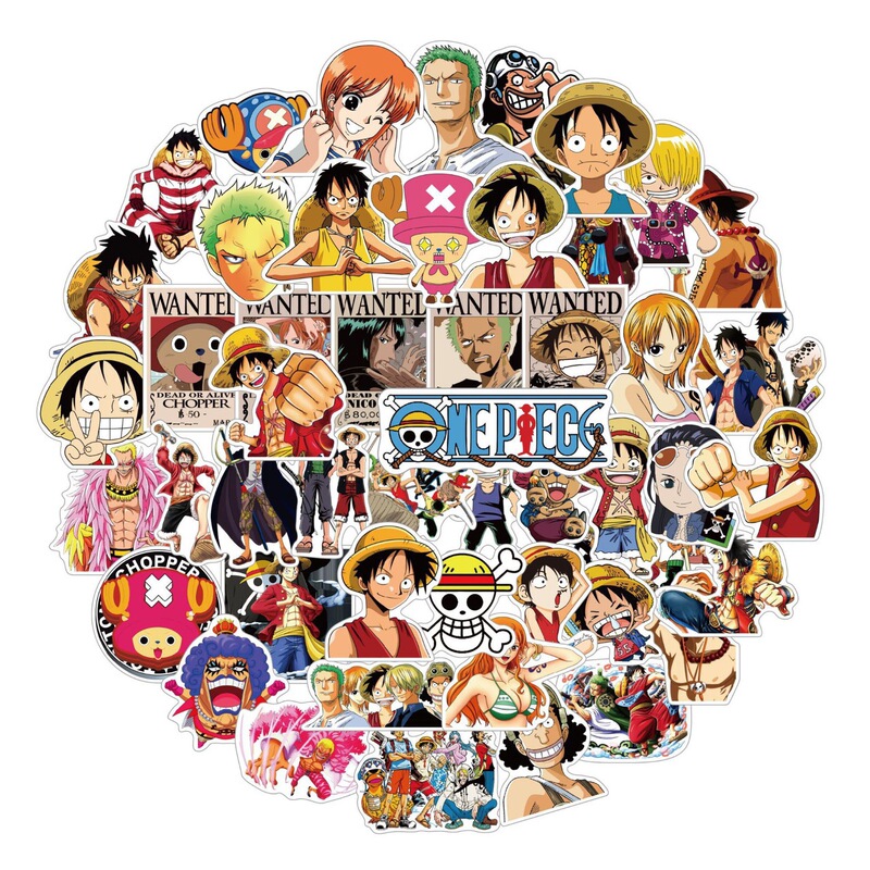 50 One Piece Stickers Cartoon Animation Stickers Notebook Water Cup Suitcase Computer Mobile Phone DIY Stickers