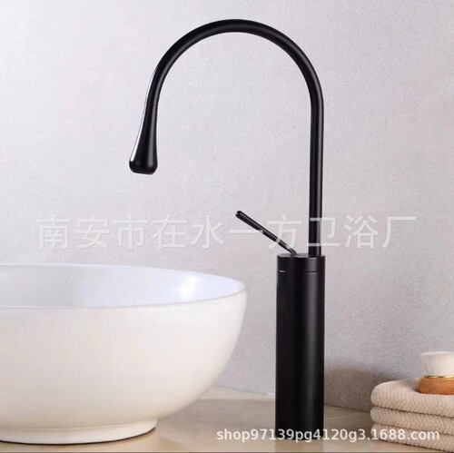 All-copper gold basin water drop hot and cold faucet above counter basin wash basin bathroom toilet black rotating faucet