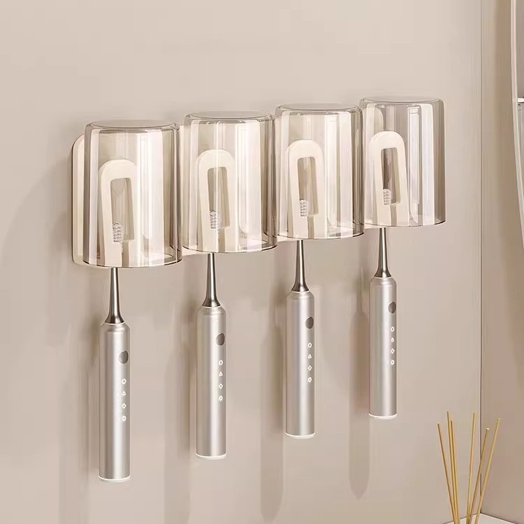 Estante de cepillo de dientes sin perforaciones, cepillo de dientes montado en la pared, taza de dientes, estante de taza de enjuague bucal, baño, colador de dientes para el hogar, colador de dientes