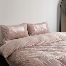 秋冬保暖轻奢时尚鎏金丝绒水晶绒四件套短毛绒宝宝绒天鹅绒套件