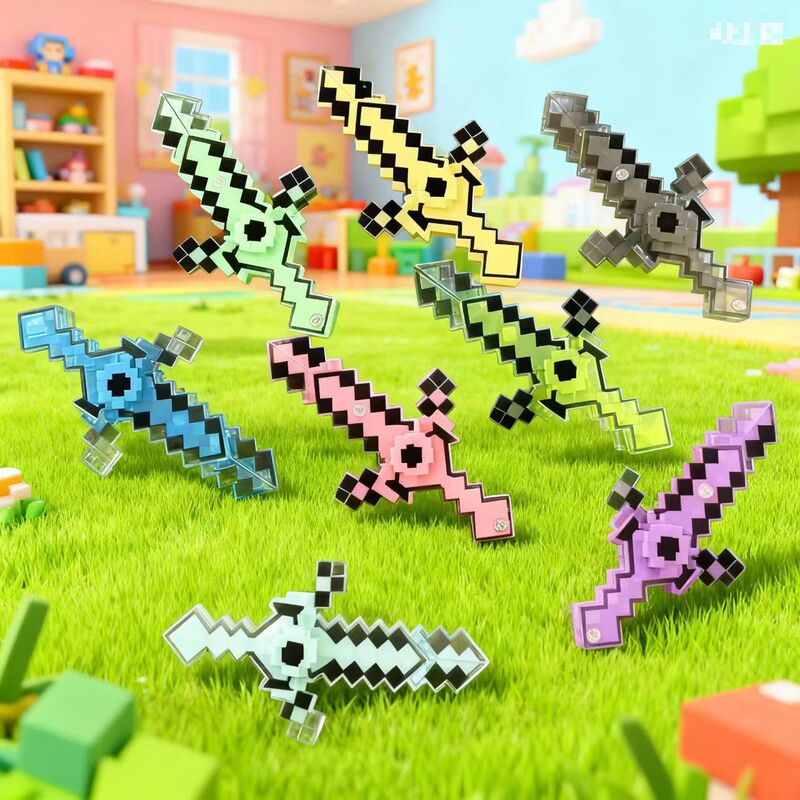 Minecraft Finger Spinner Toy Sword Game Peripheral Brick Sword Decompression Weapon Model Keychain Pendant