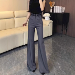 灰色气质高腰微喇西装裤女2025夏季百搭新款高级感显瘦垂感马蹄裤