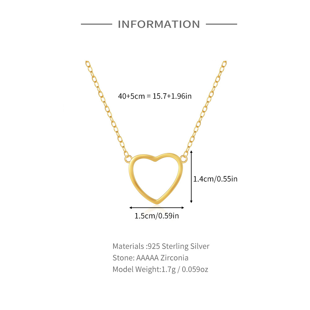 6g Weight Pendant Necklace Classification 1 Piece Quantity Casual, Daily Occasion 925 Sterling Silver Material Heart Shape Pattern Women's Gender Plating Design Simple Style Style 925 Sterling Silver Plating Heart Shape Pendant Necklace 无