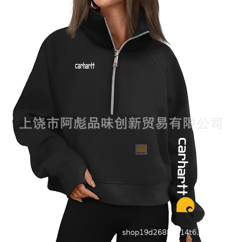Amazon Cross-Border Exclusive Carhartt European and American Style Drop Shoulder Sleeve Women's Fleece Jacket Half-Zip Sweatshirt Factory Wholesale Amazon Cross-Border Exclusive Carhartt European and American Style Drop Shoulder Sleeve Women's Fleece Jacket Half-Zip Sweatshirt Factory Wholesale