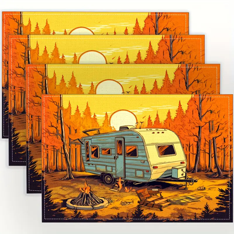 Transfronterizos lino almohadilla de mesa Aliexpress TEMU Amazon almohadilla de mesa cuadrada búfalo rojo almohadilla de Navidad Día de la Independencia