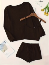 M 48535LWaffle Knit Pajama Set �������֯˯��������ͨŷ