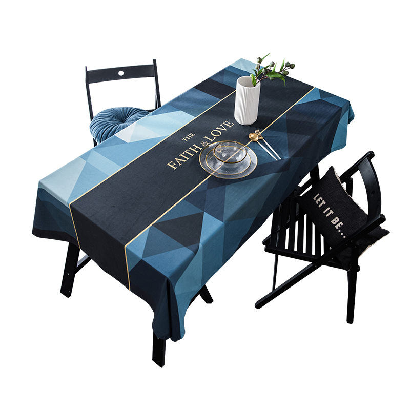 Nappe de table basse/de salle à manger en velours léger luxueux de style américain, ornée de motifs géométriques imprimés numériquement._voghion.com
