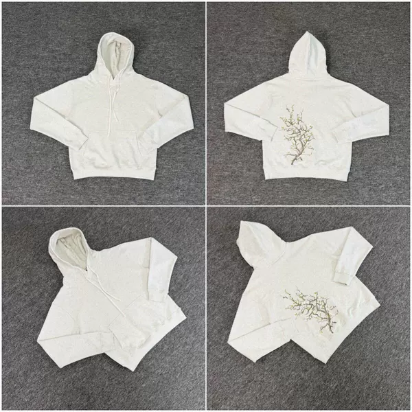 Derschutze new floral embroidered logo, trendy high-street style, loose-fitting, casual, and versatile hooded sweatshirt for men