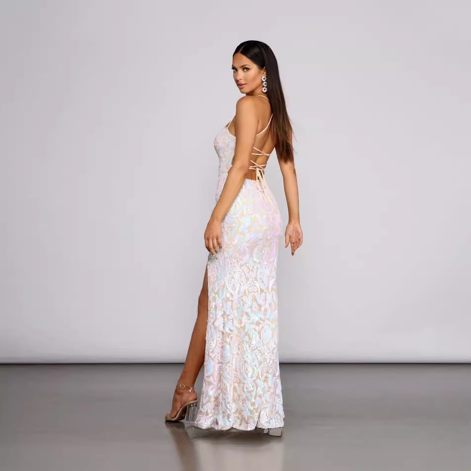 Ventas transfronterizas calientes nuevas mujeres europeas y estadounidenses fiesta esquinilla sexy vestido vestido de hombro solo (3 colores) image 5