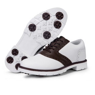 Fixed Spike Golf Shoes Outdoor Sports Shoes Golf Training Shoes Lace-Up Retro Leather Shoes