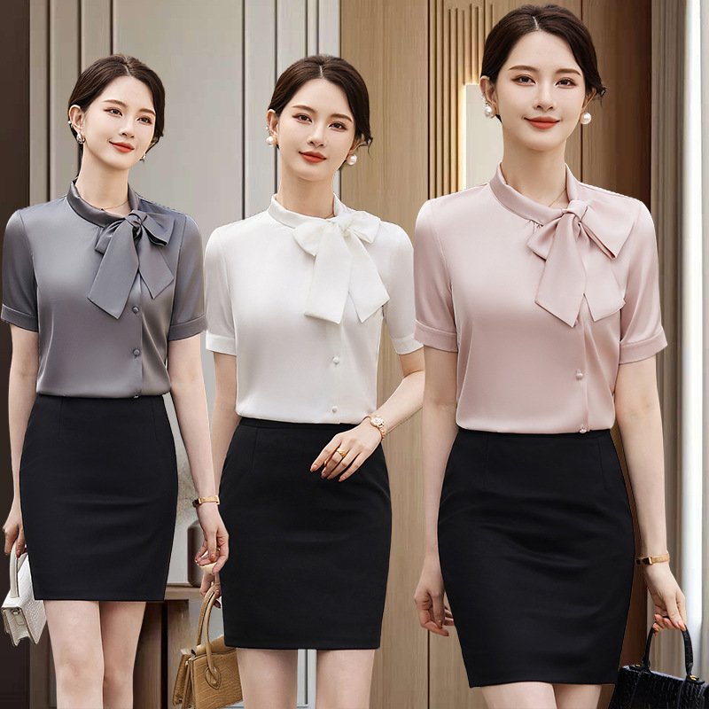 Summer elegant professional shirt with bow for leisure