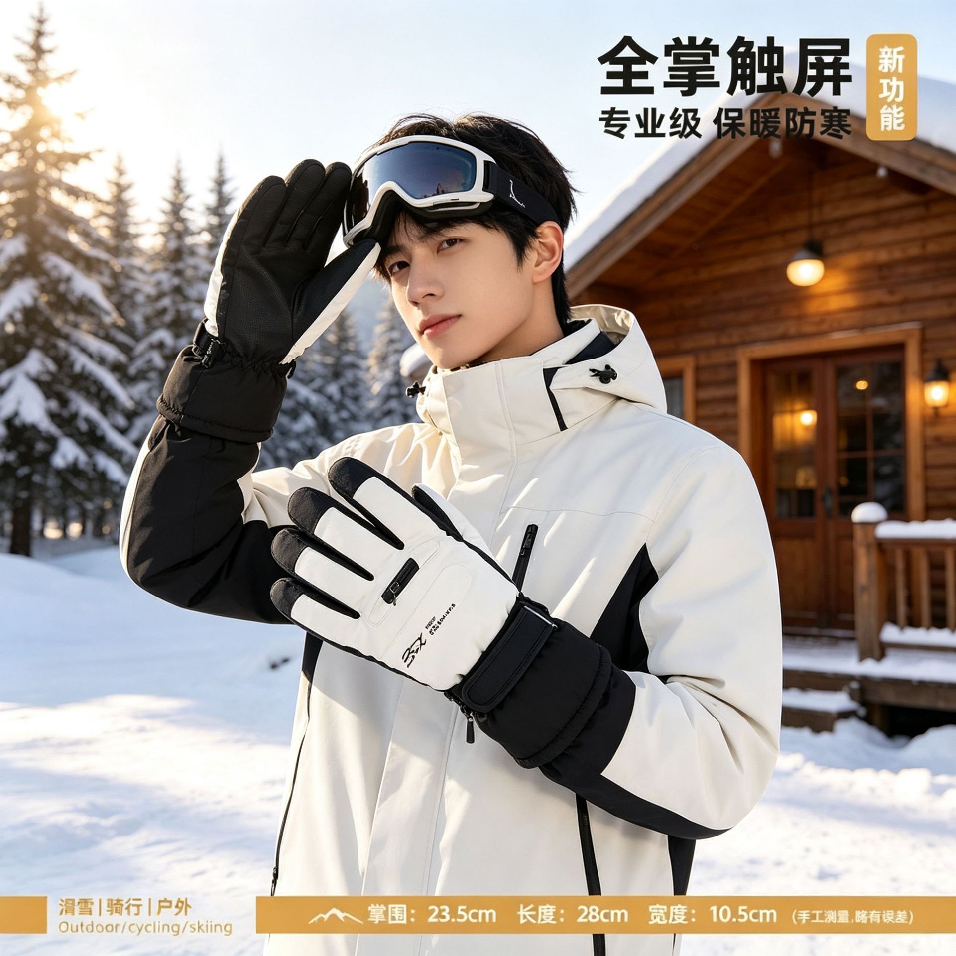 Minus 40 Northeast Outdoor Sports Winter Ski Gloves Outdoor Cycling Plus Velvet Thickened Anti-Slip Water-Repellent Windproof