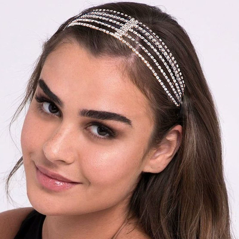Трансграничная цепочка для волос со стразами и эластичная повязка на голову с кристаллами, женские длинные серьги с кисточками, самоклеящаяся наклейка с драгоценными камнями для лица, декор