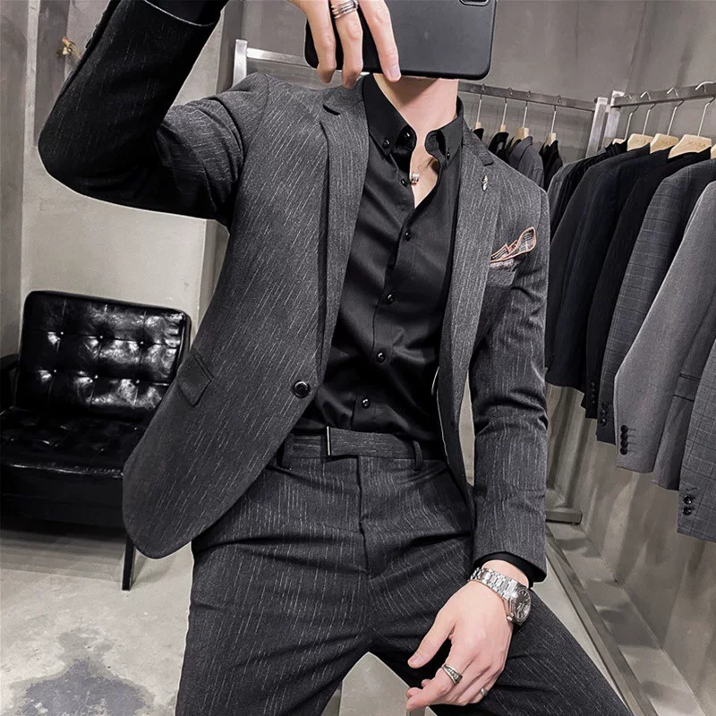 Мужской классический костюм, пиджак, платье, комплект, slim fit, 3 предмета