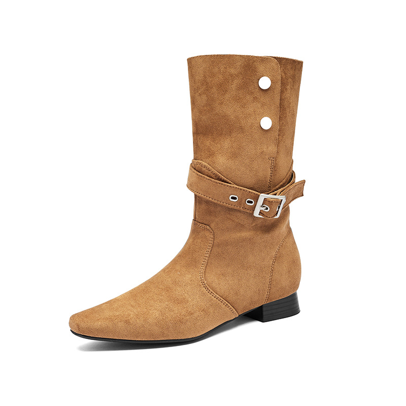 Botas cortas de tacón grueso de león antiguo 2026 mujeres nuevas botas de caballero de invierno y otoño de la parte occidental botas de moda Martin