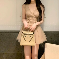 心动浅初系【芭蕾如梦】甜美气质V领蕾丝上衣/网纱裙裤套装2025新