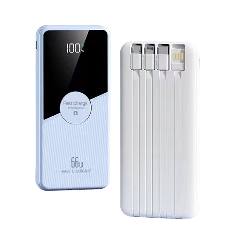 Carga rápida portátil al aire libre Liu Haiping 10,000 con cuatro líneas de alimentación móvil de pantalla digital de gran capacidad con cable 2w mAh