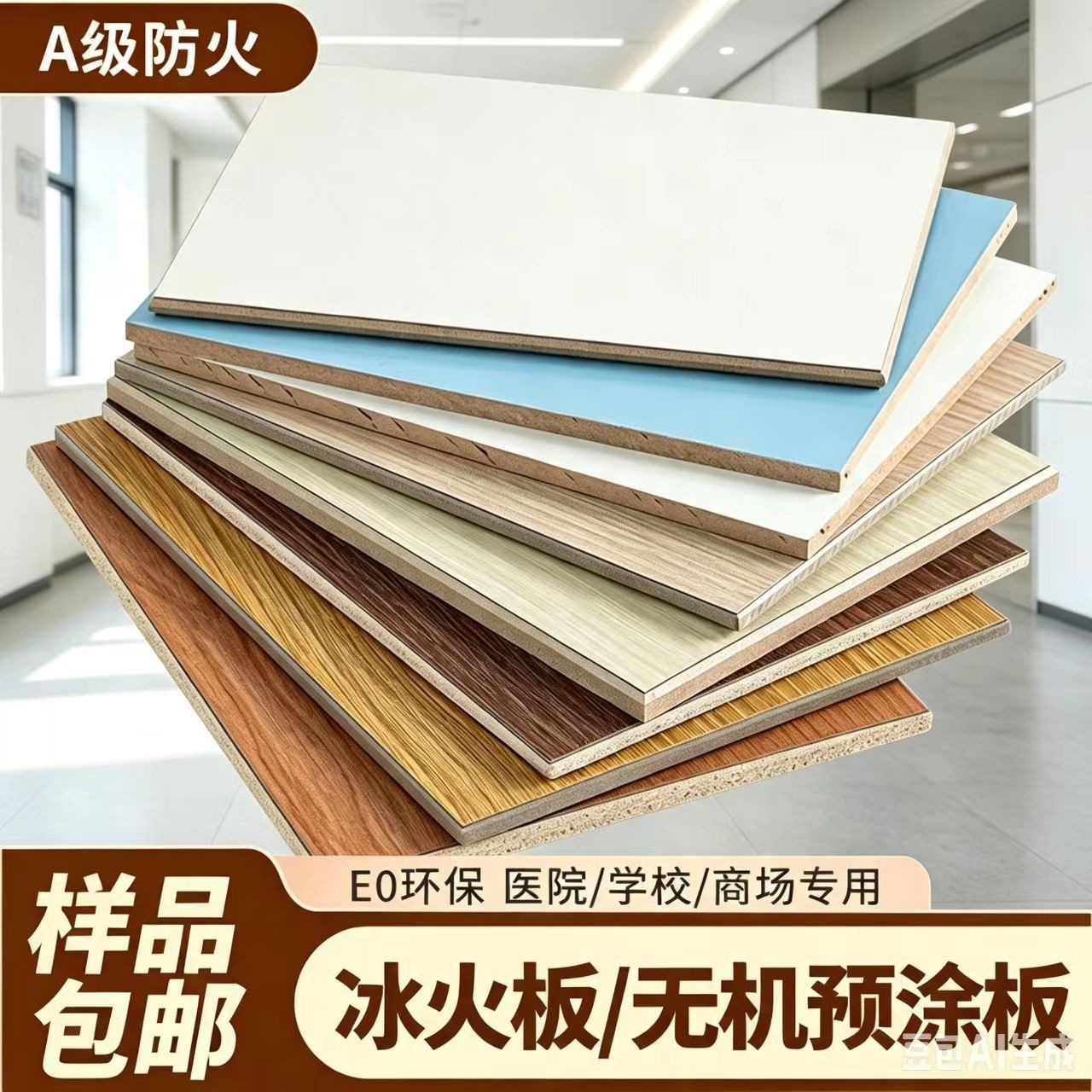 冰火板防火板a级防火阻燃板无机预涂板硅酸钙板医疗洁净板厂家直