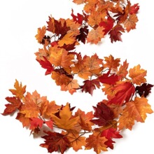 2米亚马逊丰收节仿真枫叶藤条感恩节圣诞节装饰藤条现货
