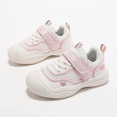 女の子スポーツシューズ 2025 春の新作夏スタイルメッシュ通気性カジュアル子供靴ソフトソール滑り止め愛の靴